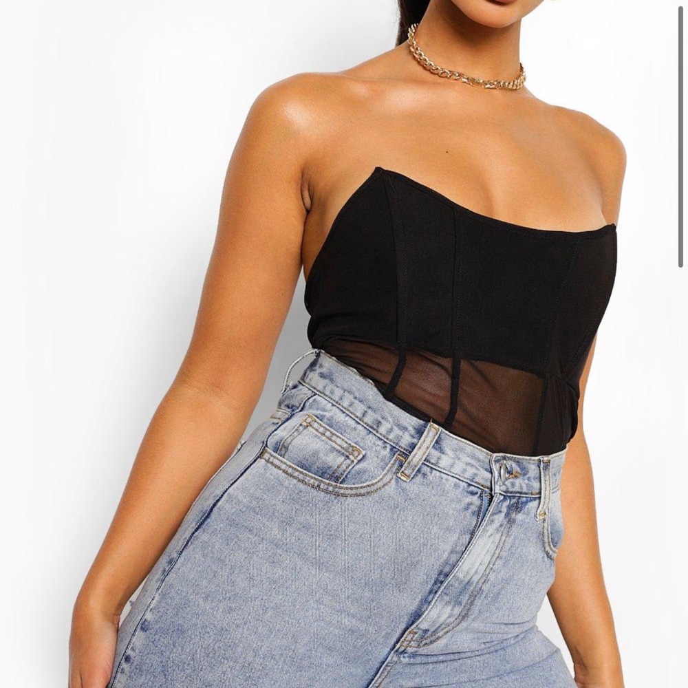 BOOHOO SIZE 2 MESH PANELLED CORSET